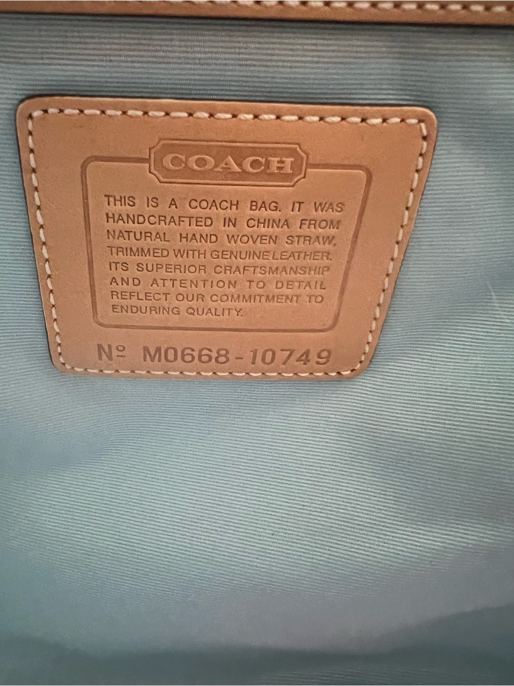 Coach Multicolor Stripe Straw Tote with Gold Accents - Picture 11 of 13